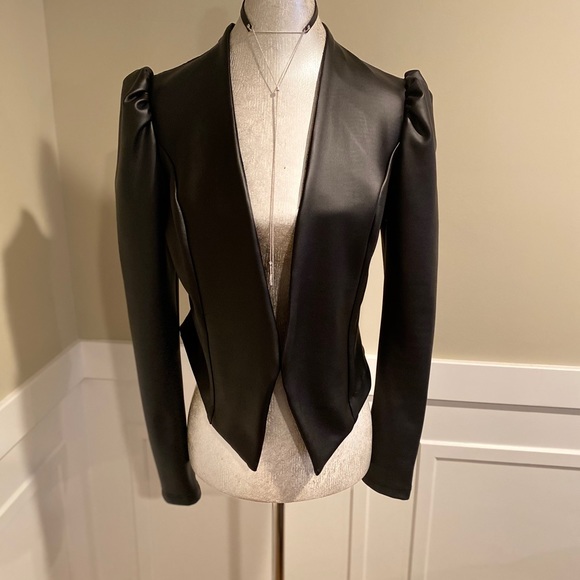 Wearever Jackets & Blazers - “Leather look” Puff Sleeve Crop Jacket (NWOT)